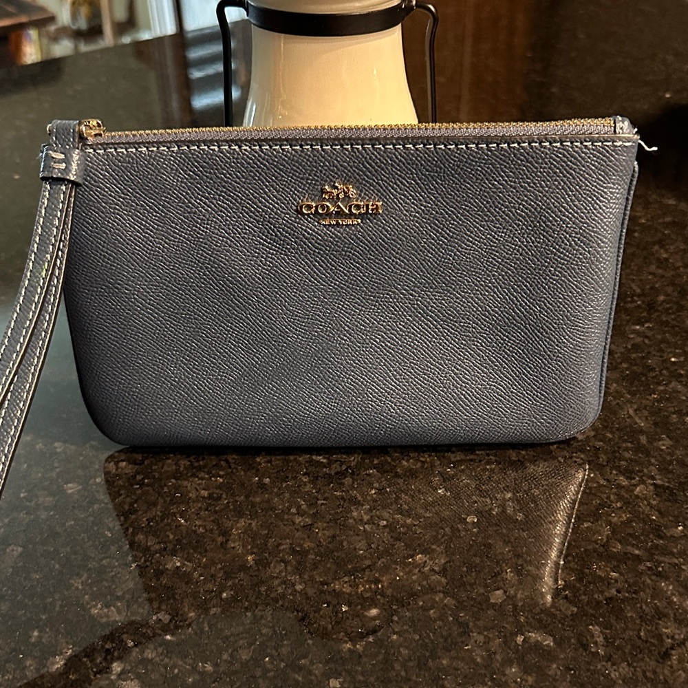 Coach Light Blue Leather Wristlet